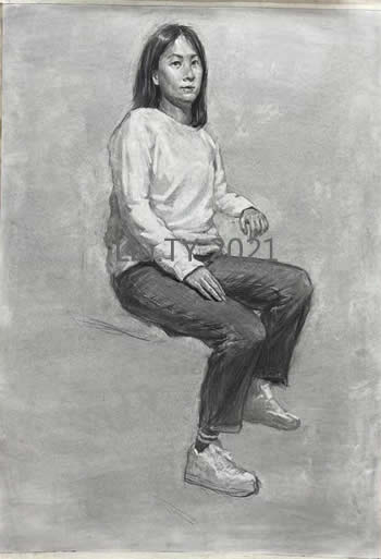 人物坐姿全身像写生